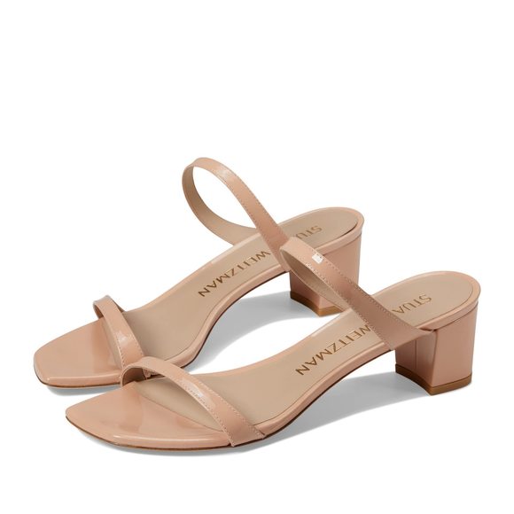 STUART WEITZMAN ALEENA 50 BLOCK SLIDE HEELS FOR WOMEN LEATHER